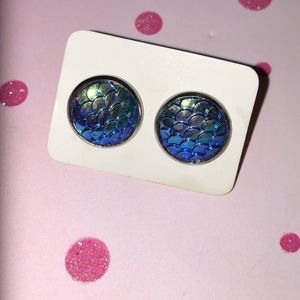 Multicolored mermaid studs